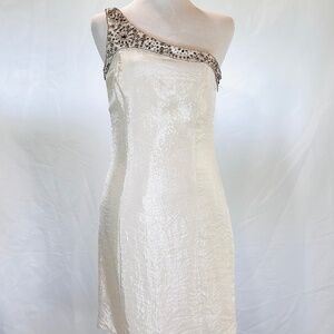 Laundry by Shelli Segal White Silk One-Shoulder Dress – Size Small